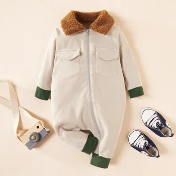 PatPat 2020 Nove Zimske Baby Stilsko Trdna Jumpsuits za Baby Boy Oblačila