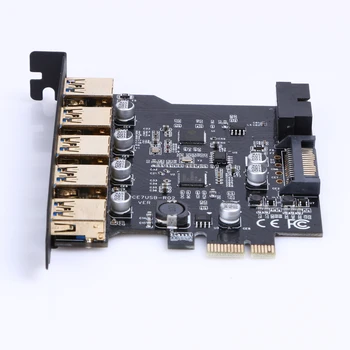PCI-E, da USB 3.0 19-Pin 5 Port PCI Express Širitev Sim Adapter za SATA 15Pin Priključek s CD Gonilnik za Namizje