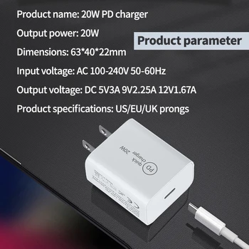 PD Polnilnik 20W USB Tip C Hitri Polnilnik za iPhone 12 Pro Mini Pro Max 12 11 Xs Xr X 8 Plus Hitro Polnjenje Prenosni Telefon Polnilnik