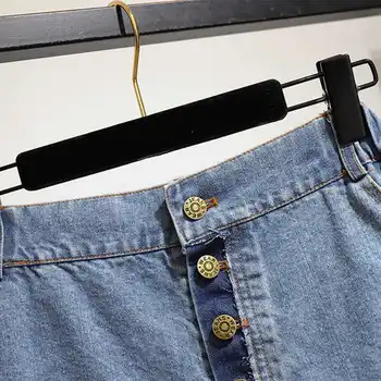 Plus Velikost 7XL 8XL 9XL 100 KG 150 KG Modro poletje gumb kavbojke priložnostne Velike traper hlače luknjo Ženske kratke hlače