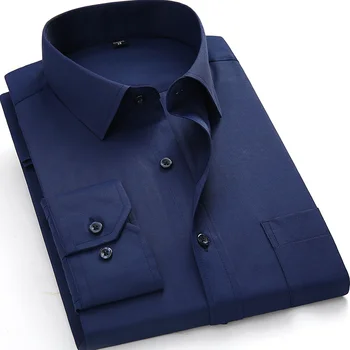 Plus Velikost 8XL 7XL 6XL 5XL Moških Priložnostne Srajco z Dolgimi Rokavi Formalno Obleko Camisas Strokovno Bela Mornarice BlueMale Socialne Majice