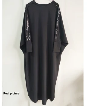 Plus Velikost Islamska Oblačila Muslimansko Obleko Ženske Dubaj turški Dolgo Haljo Kimono Bleščica Etnične Slog Sedem-točka Rokav Divje Obleke