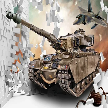 Po meri Foto Ozadje 3D Stereo Zdrobljen Steno Tank Vojaško vsebino, Freske Restavracija Boy ' s Spalnica v Ozadju Stene Dekor Ozadje
