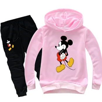 Pomlad Dojenček Fant Dekle Oblačila Sklop Priložnostne Najstniških Mickey Miške Minnie Long Sleeve Majica + Hlače 2PCS Šport Obleke Otroci Oblačila