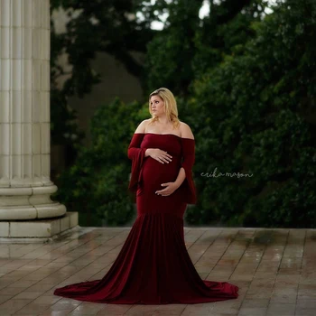 Porodniški Obleke Za Fotografijo Ustrelil Ženske Pregnants Seksi Off Shoulderless Obleko Maxi Fotografija Rekviziti Porodniškega Nosečnosti Obleke