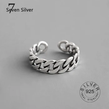 Pravi 925 sterling srebro prst obroči za ženske verige Trendy fine Nakit Velik Nastavljiv Starinsko Obroči Anillos