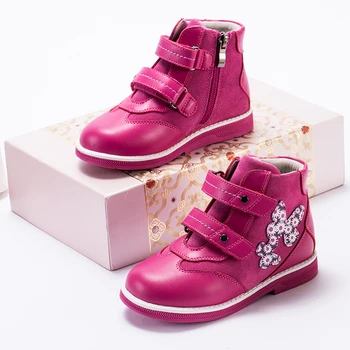 Princepard 2019 Nove jesensko zimske žametno podlogo priložnostne ortopedski čevlji dekleta roza pravega usnja otroški ortopedski čevlji