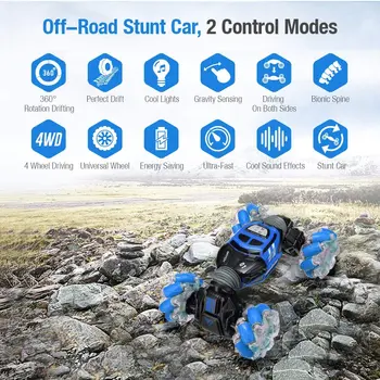 RC Car Stunt 4WD 2.4 GHz Daljinski upravljalnik Gesto Senzor RC avtomobilčki obojestransko Vrtenje Off Road Vozila, Igrače Za Otroke