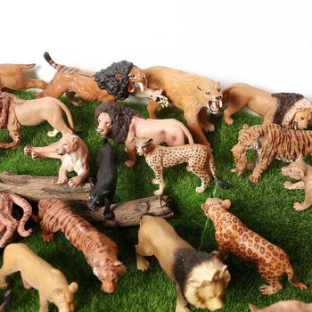 Realno Jungle Živali Lions,Gepard,panther,Zobati Tiger Model Slika Playset Izobraževalne Zbirke Igrače, Figurice za Otroke