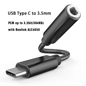 Realtek ALC4050 PCM 32bit/384K Digitalni Audio DAC Pretvornik USB Tip C Do 3,5 mm Slušalke Jack Aux Adapter Dekoder OFC Čistega Bakra