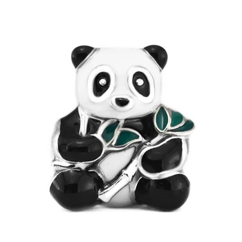 Resnično 925 Sterling Srebro Noge Sladko Panda Čar Prilega Originalni Pandora Zapestnice za Ženske DIY, zaradi Česar Modni Nakit