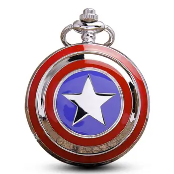 Retro Captain America žepna ura Verige, Ogrlico, Obesek Sodobnih Za Ženske, Moške Pokcet Ure za Otroke Darila Reloj De Bolsillo