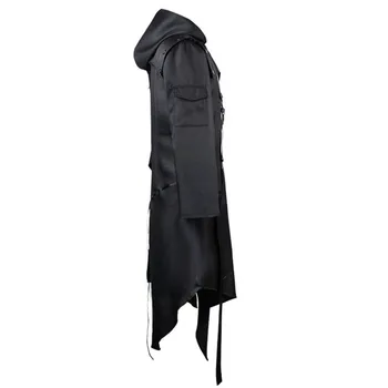 Rosetic Moških Jarek Plašč Jesen Pomlad Punk Letnik Windbreaker Priložnostne Suknji Gothic Črni Dolgi Plašči Moške Obleke Goth Outwear