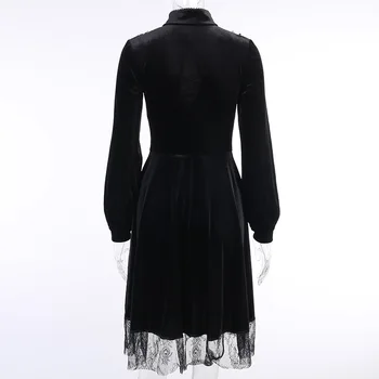 Rosetic Srednjeveški Žametno Obleko Ženske Čipke Francoski Letnik Gothic Kratke Obleke Povoj Črto Dolg Rokav Jeseni, Pozimi 2020 Robe