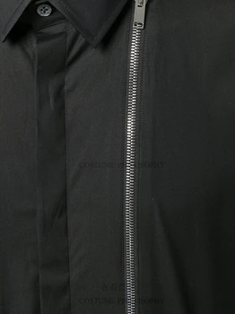 S-6XL! Velike moške srajce 2019 Prvotni načrt šivanje moška majica črna slim zadrgo moška jakna