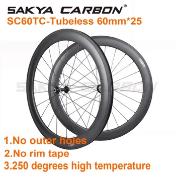 SC60TC-Tubeless 700 C 60 mm tubeless clincher kolesa! Cestno kolo kolesa ni zunanjega luknje 25 mm širok ogljikovih kolesa visoke temparature