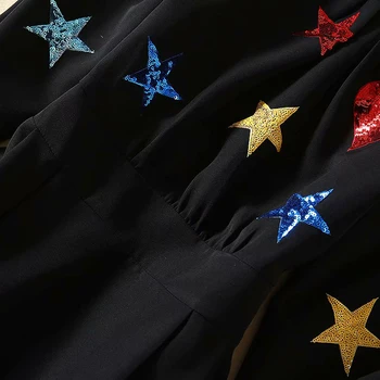 SEQINYY Črno Obleko 2020 Pomlad Jesen Nov Modni Design Dolg Rokav Pisane Star Sequins Mini Obleka Priložnostne Ženske
