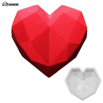 SHENHONG Diamond Srce Sladica Umetnosti 3D Torto Plesni Mousse Silikonski Kalup Silikonowe Moule Peko Peciva Čokolada Pan