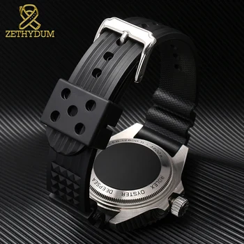 Silikonski watch band 22 mm watchband za s-eiko 0mega ure Potapljanje nepremočljiva zapestnica mens silikonski trak gledajo črne barve