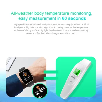 Smart Watch Ura Termometer zdravje Tracker Vreme Prikaz Srčnega utripa, Spremljanje Večfunkcijsko Poln na Dotik Pametno Gledati