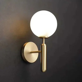 Sodobne Steklene Stene Lučka Spalnica Postelji rov okroglo žogo Ogledalo LED stenska luč Nordijske kuhinje, ki živijo doma, svetlobna telesa