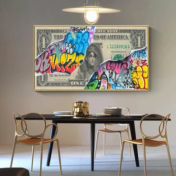 Sodobno Abstraktno Grafiti Umetnost Dolar Plakat Platno Slikarstvo Cuadros Plakati, Tiskanje Wall Art za Dnevni Sobi Doma Dekor (Brez Okvirja)