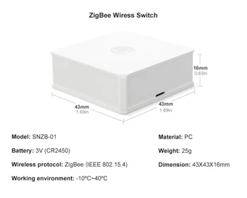 SONOFF SNZB-01 Zigbee Brezžična Izmenjava Pametni Dom Stikalo Low-battery Obvestila na e-WeLink App IFTTT Delo Z SONOFF ZBBridge