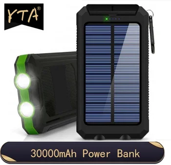 Sončne 30000mAh Moči Banke Dvojno USB powerbank Nepremočljiva Baterije Zunanji Prenosni Polnjenje z LED Luči 2USB powerbank
