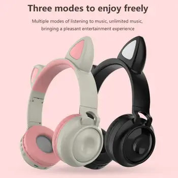Srčkan Brezžične Slušalke Žareče Bluetooth 5.0 Slušalke Za Dekleta Mačje Uho Slušalke Hifi Stereo Glasbe, Slušalke Z Mikrofonom