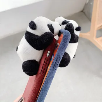 Srčkan Panda lutka Mikrovlaken tkanine Primeru Telefon Za iphone 11 Pro Max 7 8 plus X XR XS Max SE 2020 Mehko Zajema Nemoteno Fuzzy Primerih