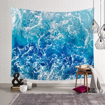 Tapiserija, morje, sonce ocean beach steni visi vode krajine plaža dekor modri oblak, modra penina ročno poliester odejo