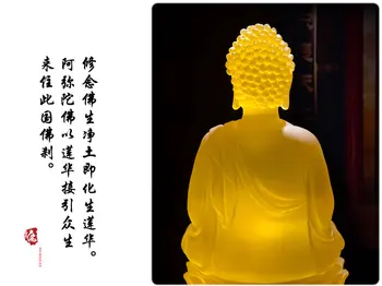 Tibetanski Budizem Rumena stekla Buda Glaze Stekla kip Bude
