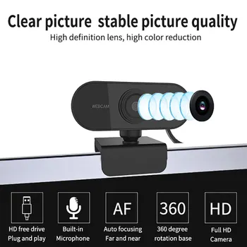 TISHRIC HD Webcam 1080p Samodejna Izostritev Kamero Usb Web Kamero Z Mikrofonom Spletni Camara Za Pc Živo Video Klica
