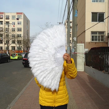Tovarne Neposredno Prodajo Bele Dame Zložiti Turčija Pero Strani Fan Debelo Ročno Ventilatorji Za Ples, Poroka Dekoracija 41