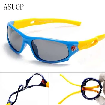 TR90 Klasični Silikonski otroška sončna Očala Mednarodne Modne blagovne Znamke Design Polarizirajočega Očala UV400 Kvadratnih sončna Očala
