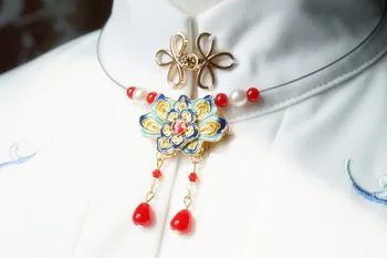 Tradicionalna Kitajska oblačila preprosta zlato ogrlico majhne vodne kapljice votlih cloisonne ogrlica pribor brezplačna dostava