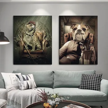 Umetnost Pes Kajenje Cigar, Plakatov in Fotografij Živali Buldog Slike za notranje Stenske Umetnosti za Dnevna Soba Dekoracijo Brez Okvirja
