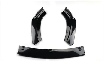 Univerzalni avto Gloss Black/Carbon Fiber ABS Sprednji Odbijač za Ustnice Kritje Trim 3pcs