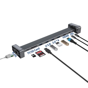 USB C Laptop Razširitvene Postaje Tip C do HDMI priključek RJ45 Ethernet USB 3.0 SD/TF Card Reader S PD Polnjenje Za Macbook Pro