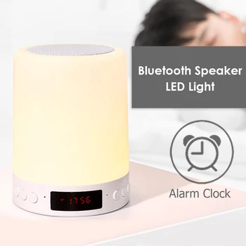 USB Polnilne LED Tabela Nočna Svetilka na Dotik Zatemniti Prenosni Bluetooth Zvočnik Digitalna Budilka Božično Noč Svetlobe Darilo