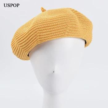 USPOP 2020 Nove ženske berets ženska barva pomladi baretka klobuk candy barve dihanje pletene baretka