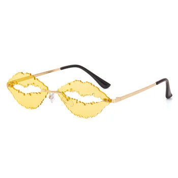 Ustnice sončna Očala 2020 Edinstven Design Očala Rimless Ženske Retro Leče za Očala Moških Ovalne Votlih sončna Očala UV400 Odtenki Oculos