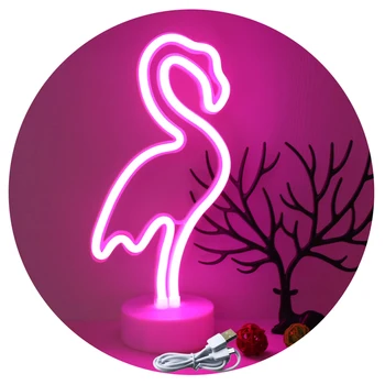 Ustvarjalne Hot Pink Flamingov Neon LED Nočna Lučka Za Otroke, Soba Baterije & USB Noč Svetilke namizne Svetilke Stranka Dekoracijo Luči