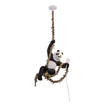 Ustvarjalne Smolo Panda Svetlobe Živali Mansarda Industrijske Kuhinja Luç Konoplja Vrv, Ki Visi Svetilka Restavracija Doma Dekor Svetilka