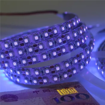 UV Led Trak svetlobe 3528 SMD 60/120leds/m 395-405nm Ultravijoličnih Žarkov LED Diod Trak Vijolično Prilagodljiv Trak lučka + napajalnik