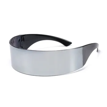 UV400 Futuristično Cyclops Monoblock Ščit Zrcali sončna Očala Ženske Moški Zaviti sončna Očala Enem Kosu Odtenki Kostum Stranka