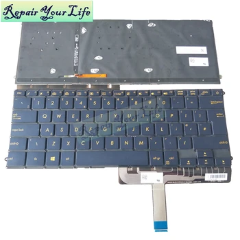 UX490 UK EU Osvetljen laptop tipkovnici za ASUS ZenBook 3 Deluxe UX490 UX490CA UX490UA angleško blue KB 86720-2BA SN2561BL2