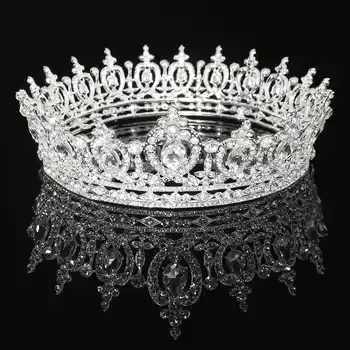 Vintage Poroko Krog Kristalno Nosorogovo Krono Poročne Baročno Kraljica Kralj Tiara Kron za Ženske Stranka, Lase, Nakit, Dodatki