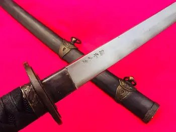 Vintage Vojaške Japonske Mornarice Meč Samurai Katana Podpisana Jekla Rezilo Kovinski Saya Tulec Polno Tang
