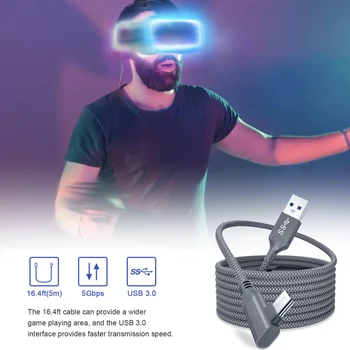 VR Podatkovni Kabel 5M 2.4 GB Visoka hitrost Prenosa Podatkov Za Oculus Prizadevanju/ Za Quest 2 VR USB 3.0 Tip C Tip A Za Oculus Quest